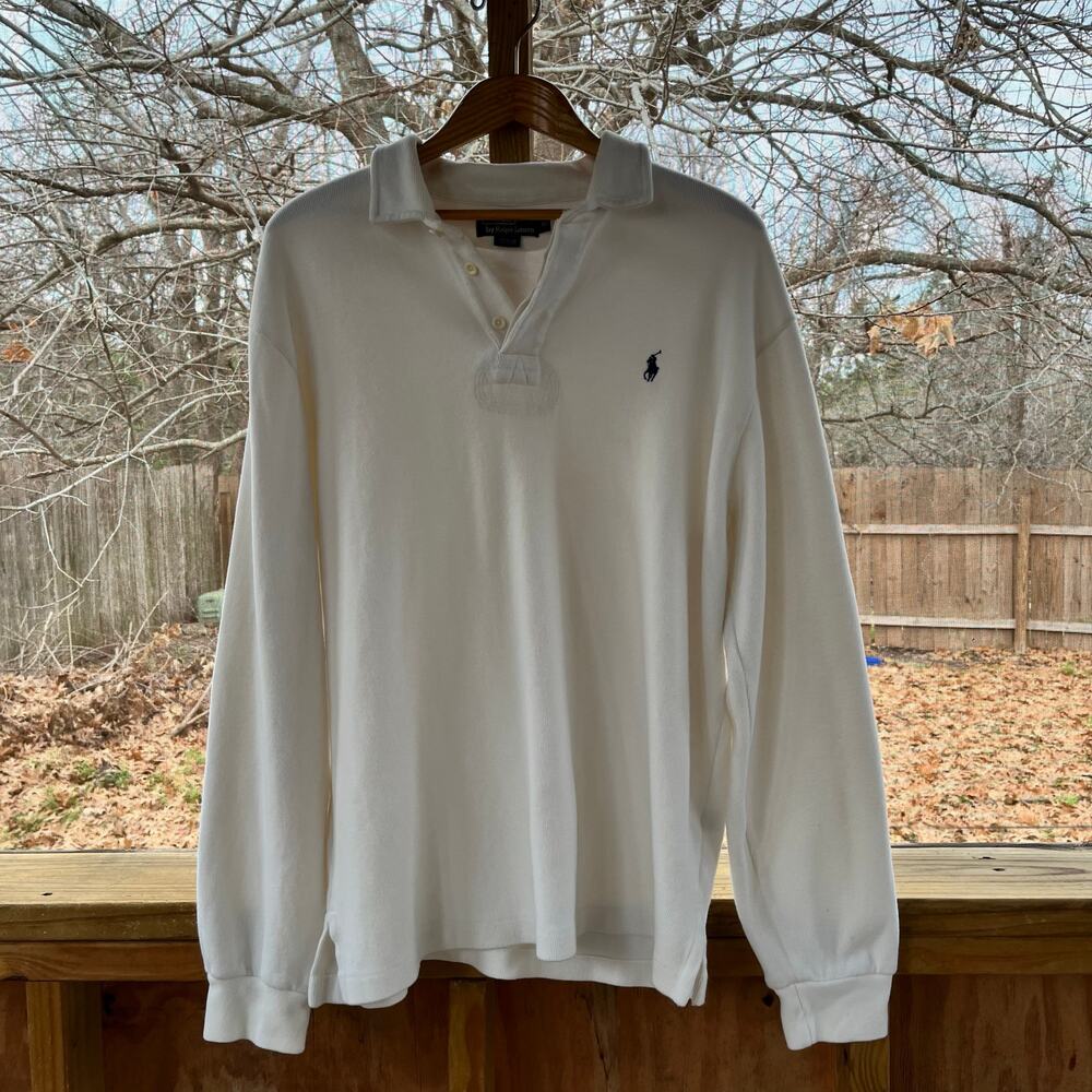 Ralph Lauren POLO Men's White Long Sleeve Thermal Polo Shirt Size XL